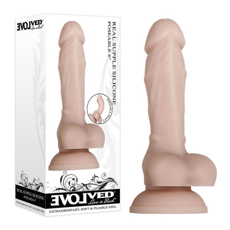 Evolved Real Supple Silicone Poseable 6" Dildo - Flesh